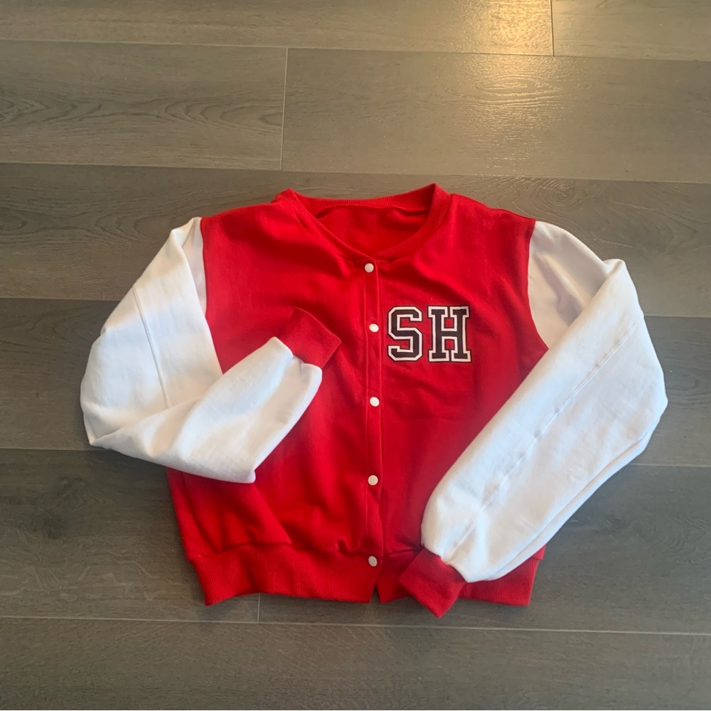 Super Hot Brazil Womens Cropped Varsity Jacket, Red